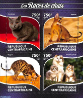 Central Africa 2015 Cats 4v M/s, Mint NH, Nature - Cats - Centraal-Afrikaanse Republiek