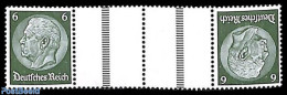 Germany, Empire 1936 6Pf+tab+tab+6Pf, Horizontal Tete-beche Strip, Mint NH - Nuevos