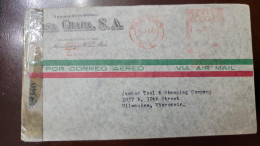 O) 1944 MEXICO, MONTERREY,  CENSORSHIP, METERSTAMP,  AIRMAIL,  CIRCULATED TO WINCONSIN - Messico