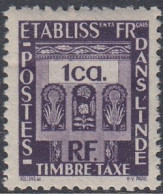 French India 1948 - Postage Due Stamp: Carpet Ornament - Mi 19 ** MNH [1868] - Nuovi