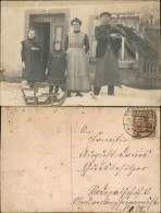 Ansichtskarte  Familien Gruppenfoto Kinder Mit Schlitten Vater Mit Fasan 1915 - Non Classés