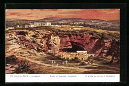 Künstler-AK Friedrich Perlberg: Jerusalem, Jeremias-Grotte  - Perlberg, F.