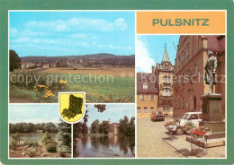 73654422 Pulsnitz Sachsen Panorama Walkmuehlenbad Schlossteich Rietschel Denkmal - Pulsnitz