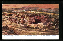 Künstler-AK Friedrich Perlberg: Jerusalem, Jeremias-Grotte  - Perlberg, F.