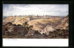 Künstler-AK Friedrich Perlberg: Jerusalem, Panoramansicht Der Stadt  - Perlberg, F.