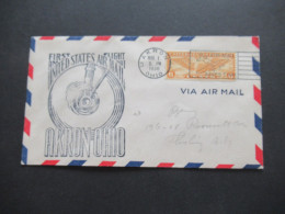 USA 1.3.1938 Air Mail US Air Mail First Flight AM Akron Ohio / Air Mail Saves Time - 1c. 1918-1940 Lettres