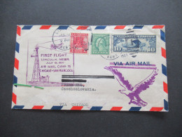 USA 1928 Via Air Mail US Air Mail First Flight Lincoln Nebr. CAM 18 Chicago - San Francisco Nach Prag CSR Gesendet - 1c. 1918-1940 Covers