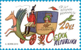770 Czech Republic 130 Years Of Postal Banking Services 2013 Dog Bird Horse Post Coach - Ungebraucht