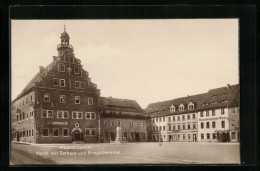 AK Dippoldiswalde, Markt Mit Rathaus Und Kriegerdenkmal  - Dippoldiswalde