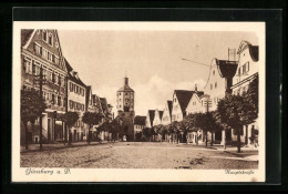 AK Günzburg A. D., Hauptstrasse Mit Kirche  - Guenzburg