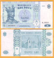 2005 Moldova ; Moldavie ; Moldau  "5 LEI  2005"  UNC - Moldavia