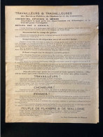 Tract Presse Clandestine Résistance Belge WWII WW2 'Travailleurs & Travailleuses Des Services Publics, De L'Industrie... - Documentos