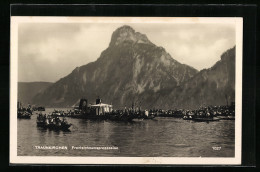 AK Traunkirchen, Fronleichnamsprozession Auf Dem Wasser Gegen Berg  - Other & Unclassified