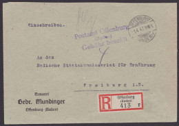 "Gebühr Bezahlt", Ungewöhnlich, L3 "Offenburg", 1.4.47 Auf Brief - Briefe U. Dokumente