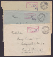 "Taxe Percue", Roter Ra, 3x Auf Bedarfskarten In Die Schweiz, Versch. Portoperioden, "Trochtelfingen" - Covers & Documents