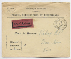 LETTRE PTT POSTE AUX ARMEES 2.8.1924 KENITRA MAROC AVION POUR DEUX SEVRES - 1927-1959 Covers & Documents