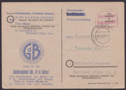 "Gebühr Bezahlt", Roter Ra "Trier", 27.9.47, Dek. Werbekarte - Briefe U. Dokumente