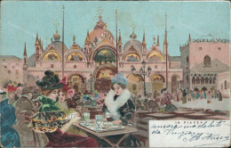 V820 Cartolina Venezia Pittorica Illustratore Tafuri In Piazza 1904 - Otros & Sin Clasificación