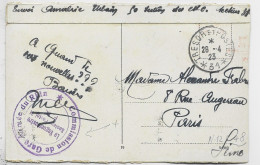 GERMANY CARTE FRANKFURT + TRESOR ET POSTES 28.4.1923 *31* + CACHET VIOLET COMMISSION DE GARE ARMEE DU RHIN - Military Postmarks From 1900 (out Of Wars Periods)