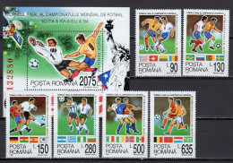 (!) ROMANIA 1994 World Cup Soccer Football USA, MNH S/S SC # 3929 + Stamp Set - 1994 – États-Unis