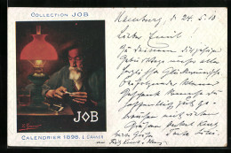 Künstler-AK Calendrier 1898, Mann Rollt Sich Eine Zigarette, Jugendstil  - Cultivation