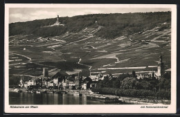 AK Rüdesheim Am Rhein, Teilansicht Mit Nationaldenkmal  - Ruedesheim A. Rh.