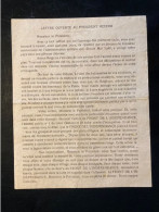 Tract Presse Clandestine Résistance Belge WWII WW2 'Lettre Ouverte Au President Reeder' Printed On Both Sides - Dokumente