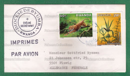 RWANDA 1988 - Letter / Cover Sent To GERMANY With LEOPARD Stamp - Animals, Wild Cats, Hygrophila Auriculata - As Scan - Felini