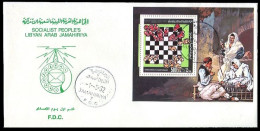 LIBYA 1982 Chess (souvenir-sheet FDC) - Schaken