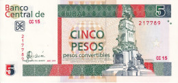 BILLETE DE CUBA DE 5 PESOS CONVERTIBLES DEL AÑO 2006 SIN CIRCULAR (UNC) (BANKNOTE) ANTONIO MACEO - Cuba