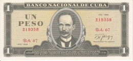 BILLETE DE CUBA DE 1 PESO DEL AÑO 1988 SIN CIRCULAR (UNC)  (BANKNOTE) - Cuba