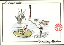 Artiste CPA Dir Und Mir Binding Bier, Storch Trinkt Bier, Weinendes Baby - Werbepostkarten