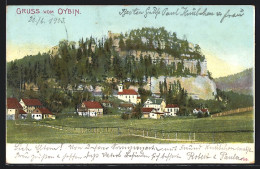 AK Oybin, Ortspartie Mit Kirche  - Oybin