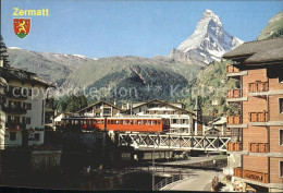 11963701 Zermatt VS Dorfpartie Eisenbahn Matterhorn Walliser Alpen Wappen  - Sonstige & Ohne Zuordnung