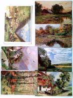 Alte Künsterkarten, Coloriert, Natur, Landschaft, Bauernhäuser, 7 Künstler AK, 6x Gelaufen Ab 1909, 1x Unge - Unclassified