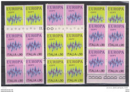 REPUBBLICA:  1972  EUROPA  CEPT  -  S. CPL. 2  VAL. BL. 4  N. -  RIPETUTI  3  VOLTE  -  SASS. 1174/75 - 1972