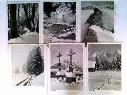 Winter In Den Bergen, Schnee, Fotokunst, 6 Foto AK, Ungelaufen, 1952, 1x Rückseite Beschrieben, Konvolut - Unclassified