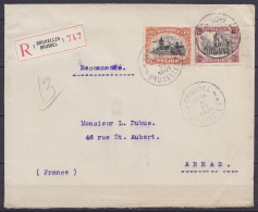 Env. Recommandée Affr. N°142+182 Càd Bil. BRUSSEL / BRUXELLES 1 /6 VI 1921 Pour Collectionneur Dubus à ARRAS (au Dos: Cà - 1915-1920 Albert I