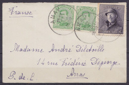 Petite Env. Affr. Paire N°137 + N°169 Càd AMAY /22 VIII 1920 Pour ARRAS (au Dos: Càd Arrivée ARRAS) - 1919-1920 Behelmter König