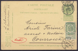 EP CP 5c Vert (type N°56) + N°56 Perforé ! Càd ANVERS (STATION) /15 JANV 1904 Pour COURROUX Suisse - Càpt Arrivée COURRO - Cartoline 1871-1909