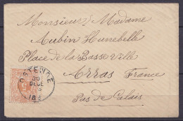 Env. Affr. N°28 (tarif Imprimé) Càd OSTENDE /30 DECE 188? Pour ARRAS Pas-de-Calais - 1869-1888 Liggende Leeuw