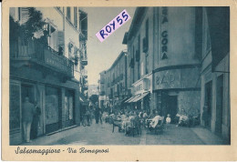 Emilia Romagna-parma-salsomaggiore Via Romagnosi Anmatissima Veduta Anni 30 Bar Tavoli Persone Negozi (v.retro) - Andere & Zonder Classificatie