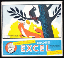 Buvard 15 X 13.4 Biscottes EXCEL Lille 28 Tranches "Les Fables De La Fontaine Série D N° 25 Le Corbeau Et Le Renard - Biscotti