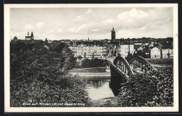 AK Minden I. W., Weserbrücke Mit Strassenbahnen  - Tram