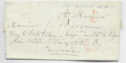 PETITE POSTE I 16 1846 LETTRE POUR CAPITAINE 36 E LIGNE PARIS INDICE 14 - 1801-1848: Précurseurs XIX