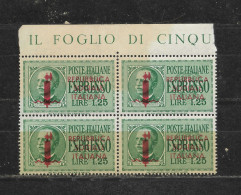 LIRE 1,25 ESPRESSO - FASCETTO ROSSO + REPUBBLICA SOCIALE ITALIANA. - Mint/hinged