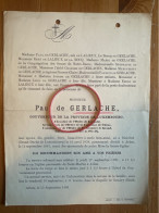 Paul De Gerlache Gouverneur Luxembourg *1838 Diekirch Grand-Duche Luxembourg +1891 Arlon Gomery Bleid De Lalieux De La R - Obituary Notices