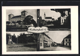 AK Wolkersdorf Im Weinviertel, Strassenpartie, Kirche, Denkmal, Schloss  - Altri & Non Classificati