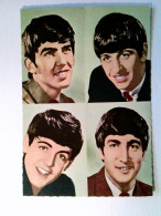 The Beatles, 4 Portraits, Hellgrüner Hintergrund, Künstler AK, Ungelaufen, Ca. 1965 - Zonder Classificatie