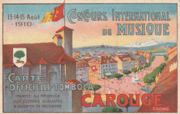 CAROUGE : Concours International De Musique 1910 ,carte Tombola. - Carouge